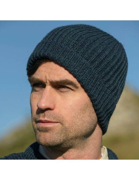 Men's warm single rib merino wool beanie