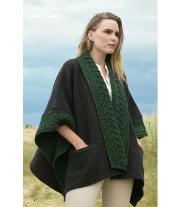 Damen-Mantelumhang aus reiner Merinowolle und Donegal-Tweed