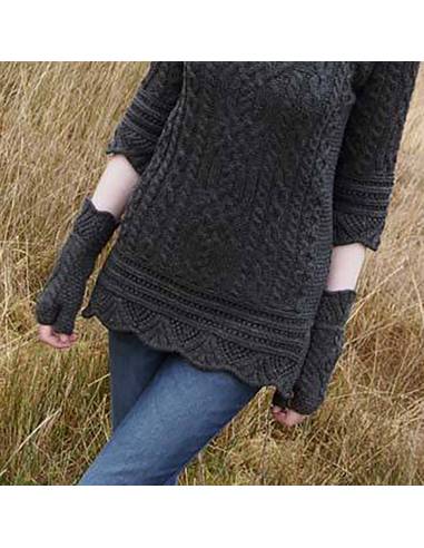 Mitaines gris en laine shetland 100%