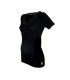 Tee shirt femme col V dentelle pure laine mérinos noir