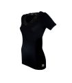 Women's V-neck lace tee shirt pure merino wool black