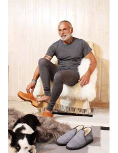 T shirt homme en laine et soie noir ou gris chiné
