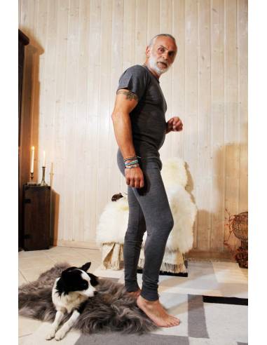 T shirt homme en laine et soie gris moyen 