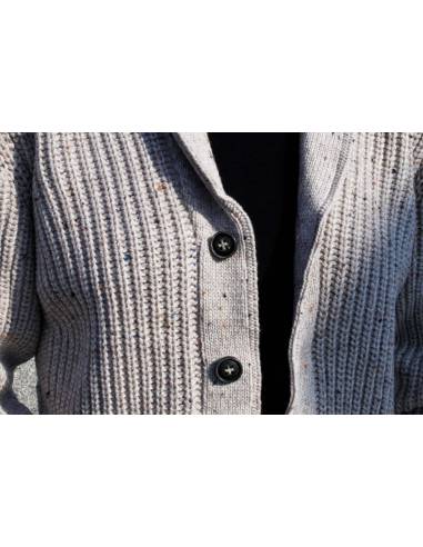 Men's ribbed shawl collar cardigan with pockets in pure merino wool