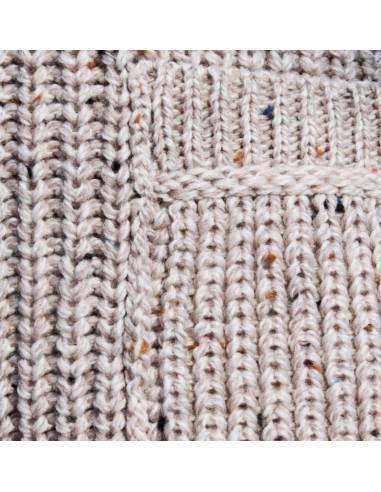 Gilet homme simple côte en laine mérinos beige