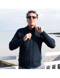 MEN'S ZIP CARDIAN WITH TRICOT REINFORCING SHOULDERS