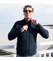 Cardigan zip pour homme avec épaulettes en tricot 