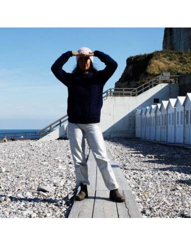 Pull irlandais grosse maille pour femme en veritable laine de mouton merinos 