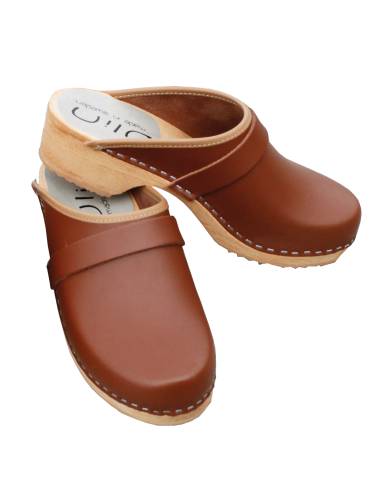 Sabots suédois cuir marron fumé sienne pour homme et femme sabot intemporel 
