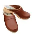 Swedish wooden clogs for man and woman in smooth leather