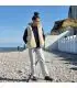 gilet veste chaud grand froid en pure laine avec capuche et fermeture ZIP blanc ecru 