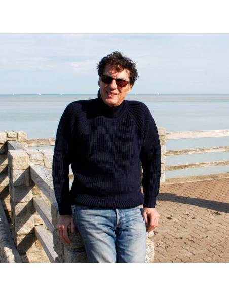 Submariner Rib Roll Neck Sweater for men in pure new wool