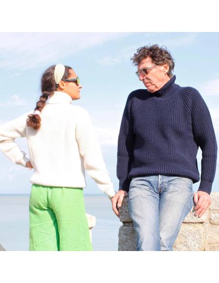 Pull mixte chaud col roulé pure laine vierge