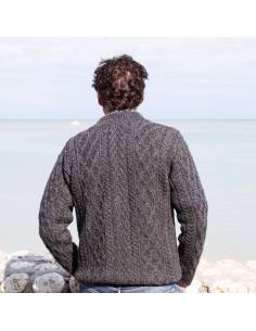 Men's Half Zip Aran Wool Sweater in pure merinowool 2