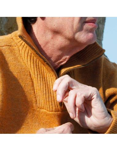 Pullover Herrenpullover aus reiner weicher Schurwolle mit Stehkragen