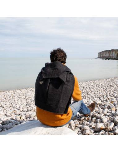 Men's jumper in pure virgin wool with ultra high collar