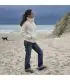 Damen Strickjacke mit doppeltem Kragen aus reiner Merinowolle