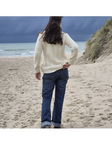 Damen Strickjacke mit doppeltem Kragen aus reiner Merinowolle