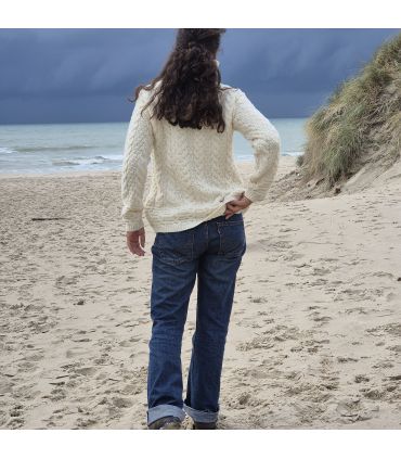 Damen Strickjacke mit doppeltem Kragen aus reiner Merinowolle
