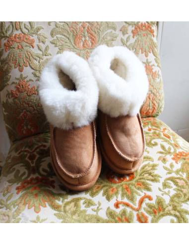 Chaussons boots snow mixte chauds en peau de mouton Femme et Homme