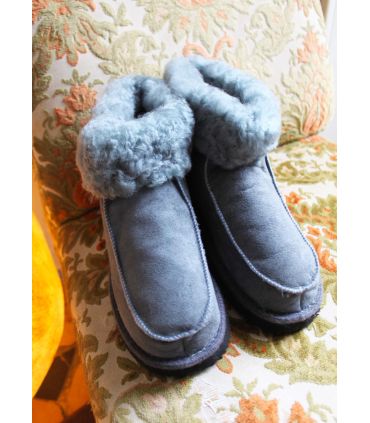 Chaussons chauds en peau de mouton Femme et Homme gris anthracite 