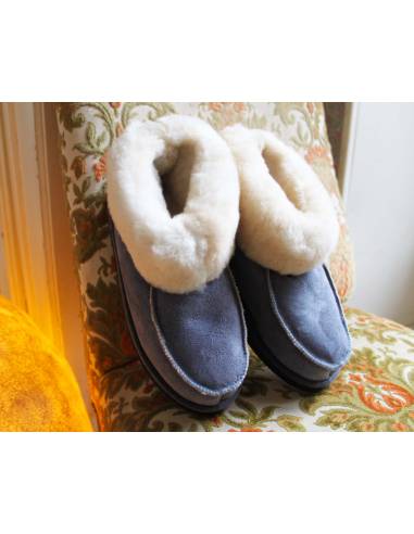 Chaussons chauds en peau de mouton Femme et Homme laine balnche 