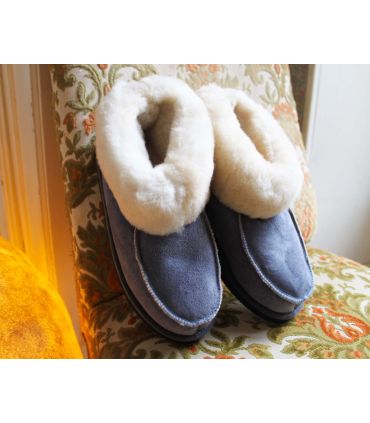 Chaussons chauds en peau de mouton Femme et Homme laine balnche 