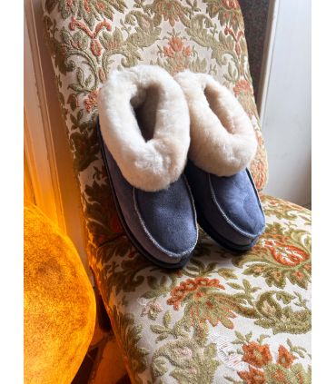 Chaussons boots femme chauds en peau de mouton 