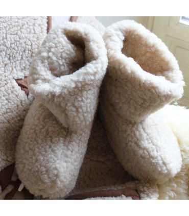 Chaussons moumoute laine mérinos boots chauds en pure laine mixte 