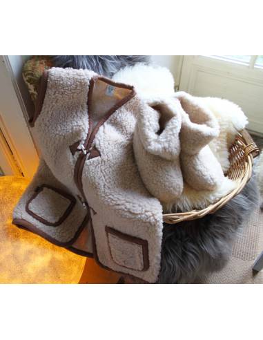 Chaussons boots gilet laine chauds en pure laine