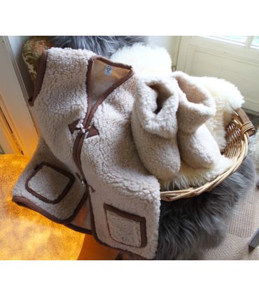 Chaussons boots gilet laine chauds en pure laine