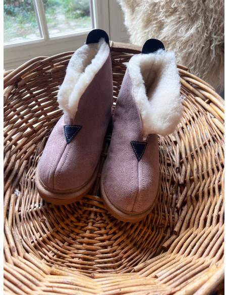 Chaussons Femme chauds et hauts en peau d'agneau