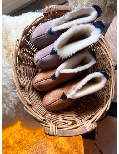 Chaussons Femme chauds et hauts en peau d'agneau