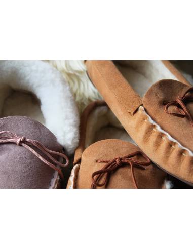 Chaussons mocassin homme chauds en peau d'agneau véritable