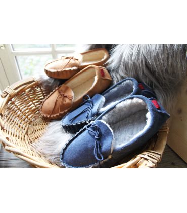 Men's slippers moccasin in guenuine lambskin