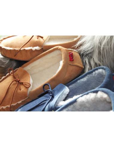 Hombre  zapatillos mocasines de piel de cordero genuino