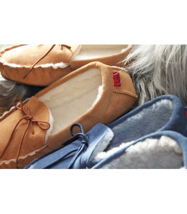 Men's slippers moccasin in guenuine lambskin