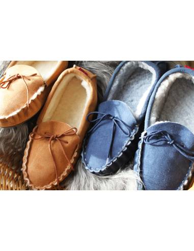 Mocassin peau de mouton pour homme chauds en peau d'agneau véritable