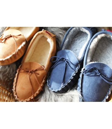 Men's slippers moccasin in guenuine lambskin