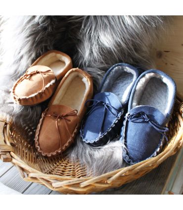 Men's slippers moccasin in guenuine lambskin