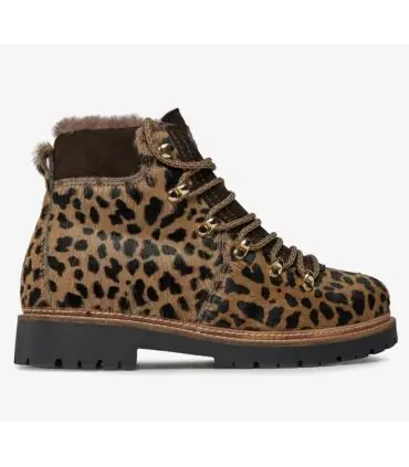 Bottines léopard luxe en peau de vache intérieur peau de mouton semelle antidérapante