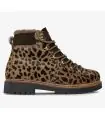 Bottes courtes femme léopard luxe intérieur peau de mouton semelle antidérapante