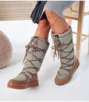 Moon boots de femme en daim et tissu techinque à lacets qualité luxe 