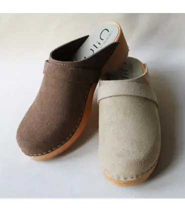 Sabots femmes en daim nubuck luxe beige
