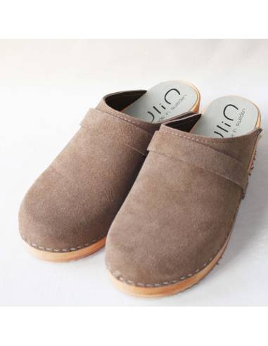 Sabots daim suède femme en nubuck luxe taupe