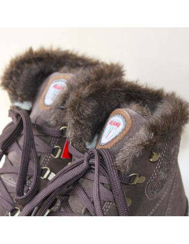 Bottes sportives hiver femme en cuir suède rouge hydrofuge