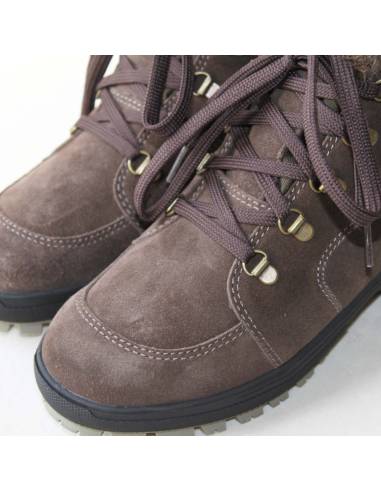 Bottes sportives hiver femme en cuir suède rouge hydrofuge