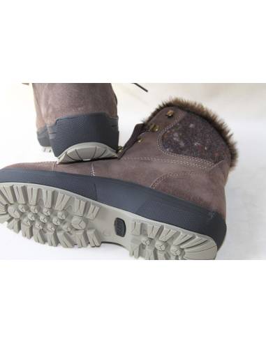 Bottes sportives hiver femme en cuir suède rouge hydrofuge