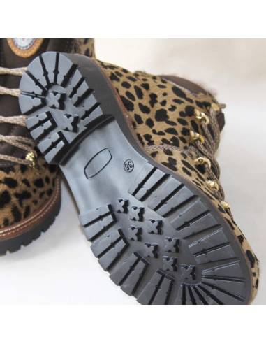 Bottines léopard luxe en peau de vache intérieur peau de mouton semelle antidérapante