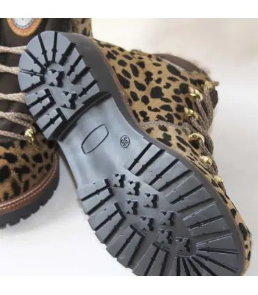 Bottines léopard luxe en peau de vache intérieur peau de mouton semelle antidérapante